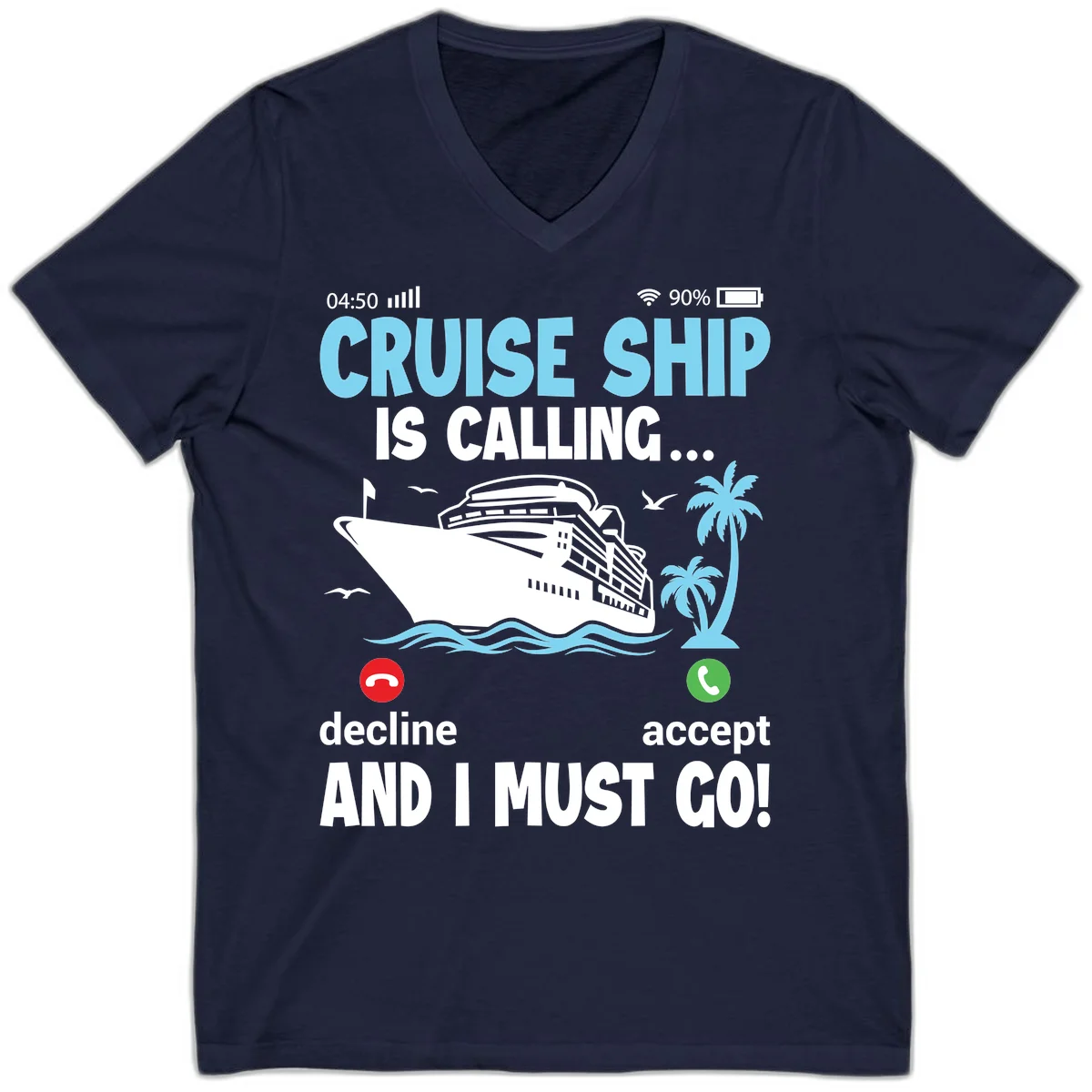 Cruise Ship Is Calling V-Neck in Navy
