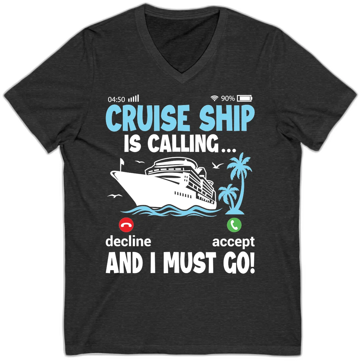 Cruise Ship Is Calling V-Neck in Dark Grey Heather