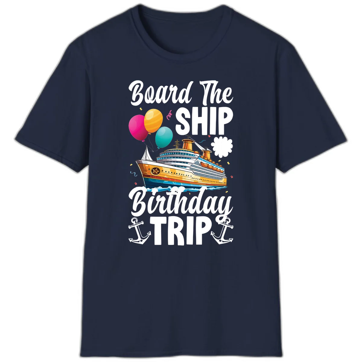 Board The Ship Birthday Trip T-Shirt in Navy