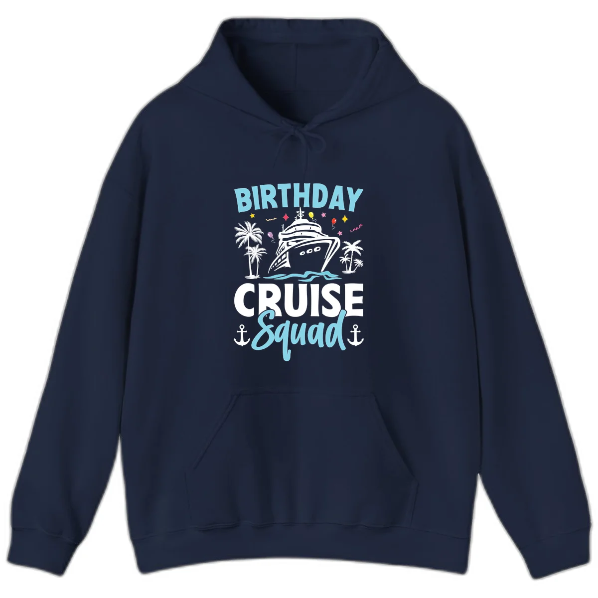 Birthday Cruise Squad Hoodie in Navy