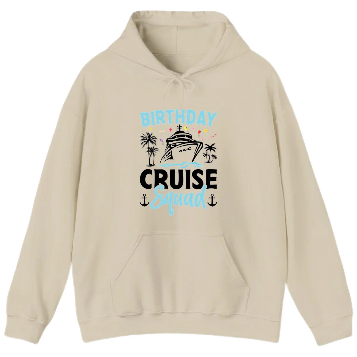Birthday Cruise Squad Hoodie in Sand