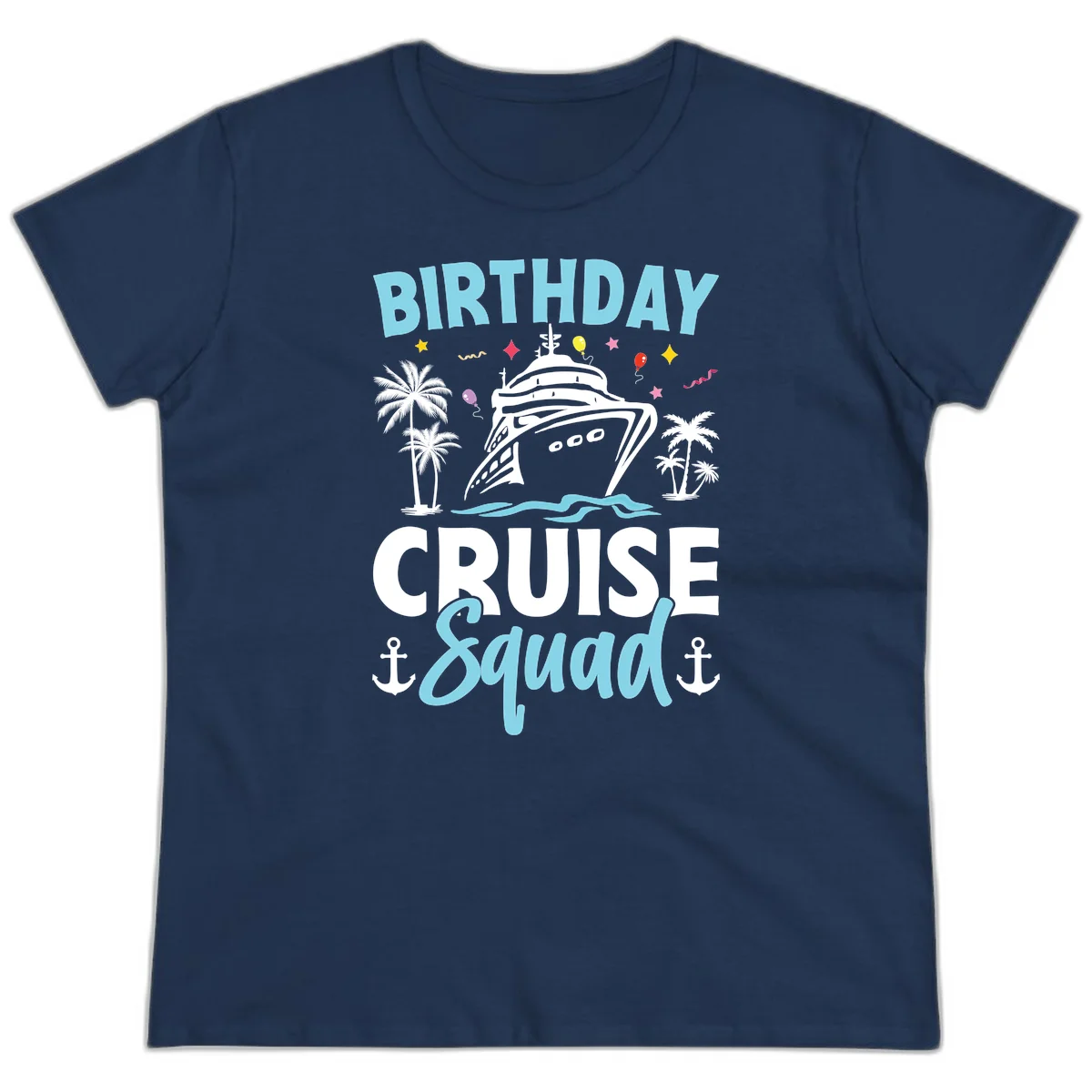 Birthday Cruise Squad Ladies Tee in Navy