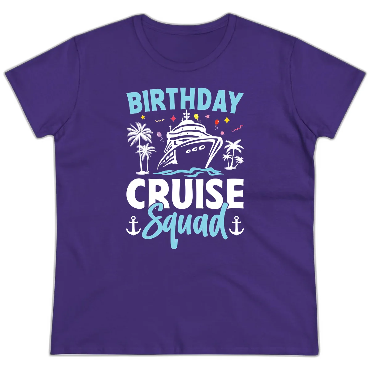 Birthday Cruise Squad Ladies Tee in Purple