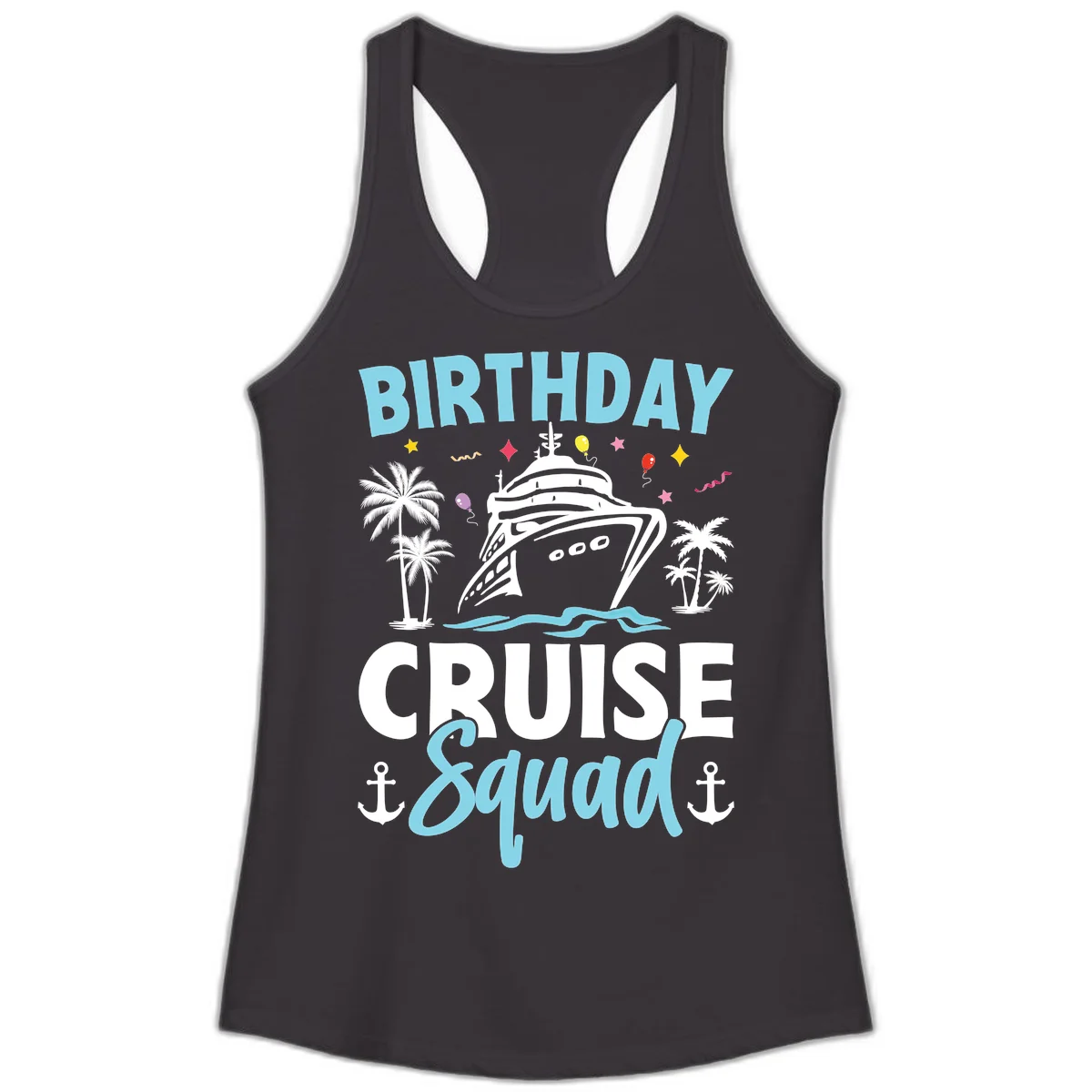 Birthday Cruise Squad Ladies Tank Top in Black