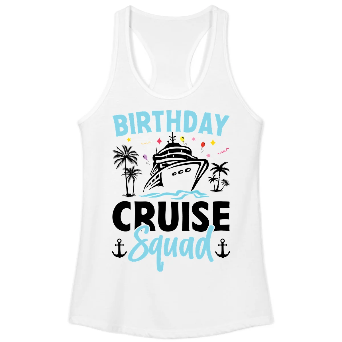Birthday Cruise Squad Ladies Tank Top in White