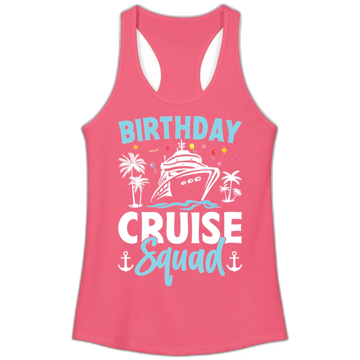 Birthday Cruise Squad Ladies Tank Top in Hot Pink