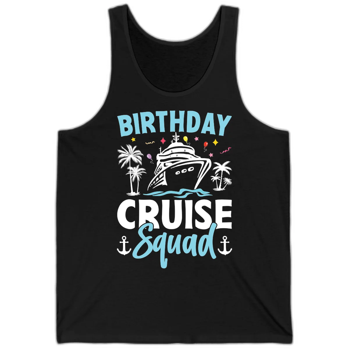 Birthday Cruise Squad Tank Top in Black