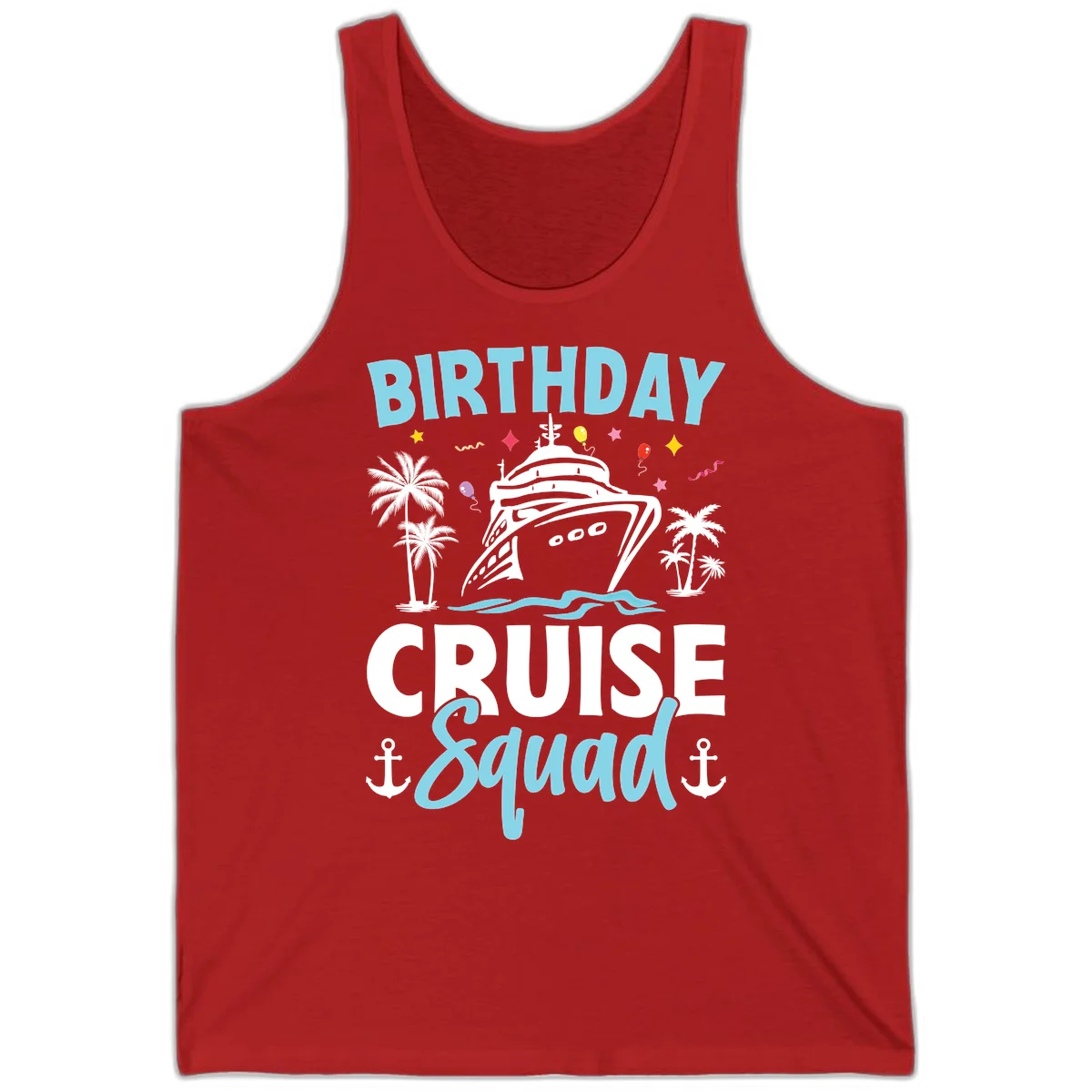 Birthday Cruise Squad Tank Top in Red