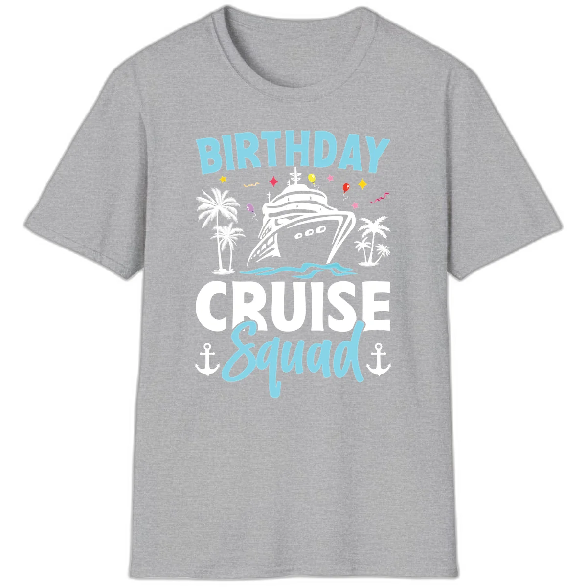 Birthday Cruise Squad T-Shirt in Sport Grey