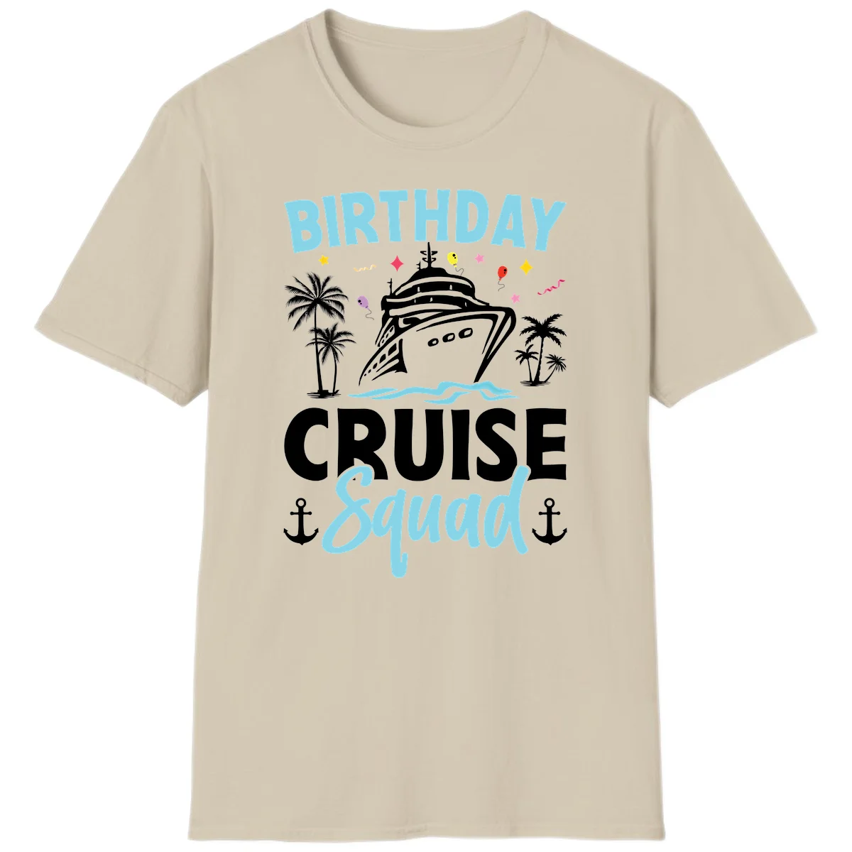 Birthday Cruise Squad T-Shirt in Sand