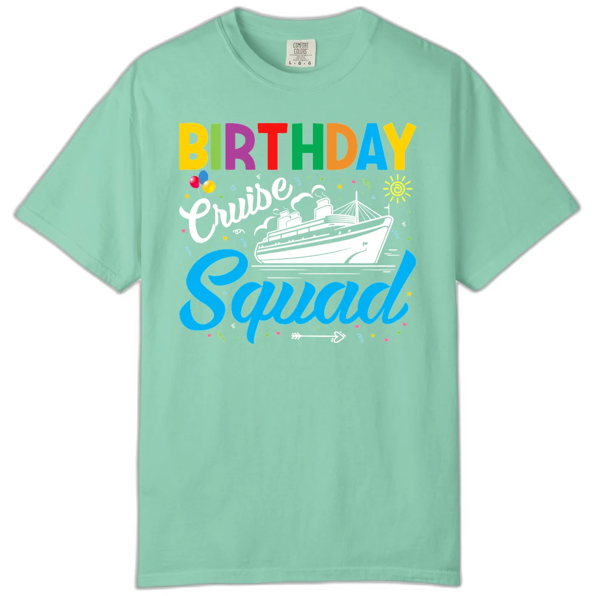 Birthday Cruise Squad Comfort Color Tee in Island Reef