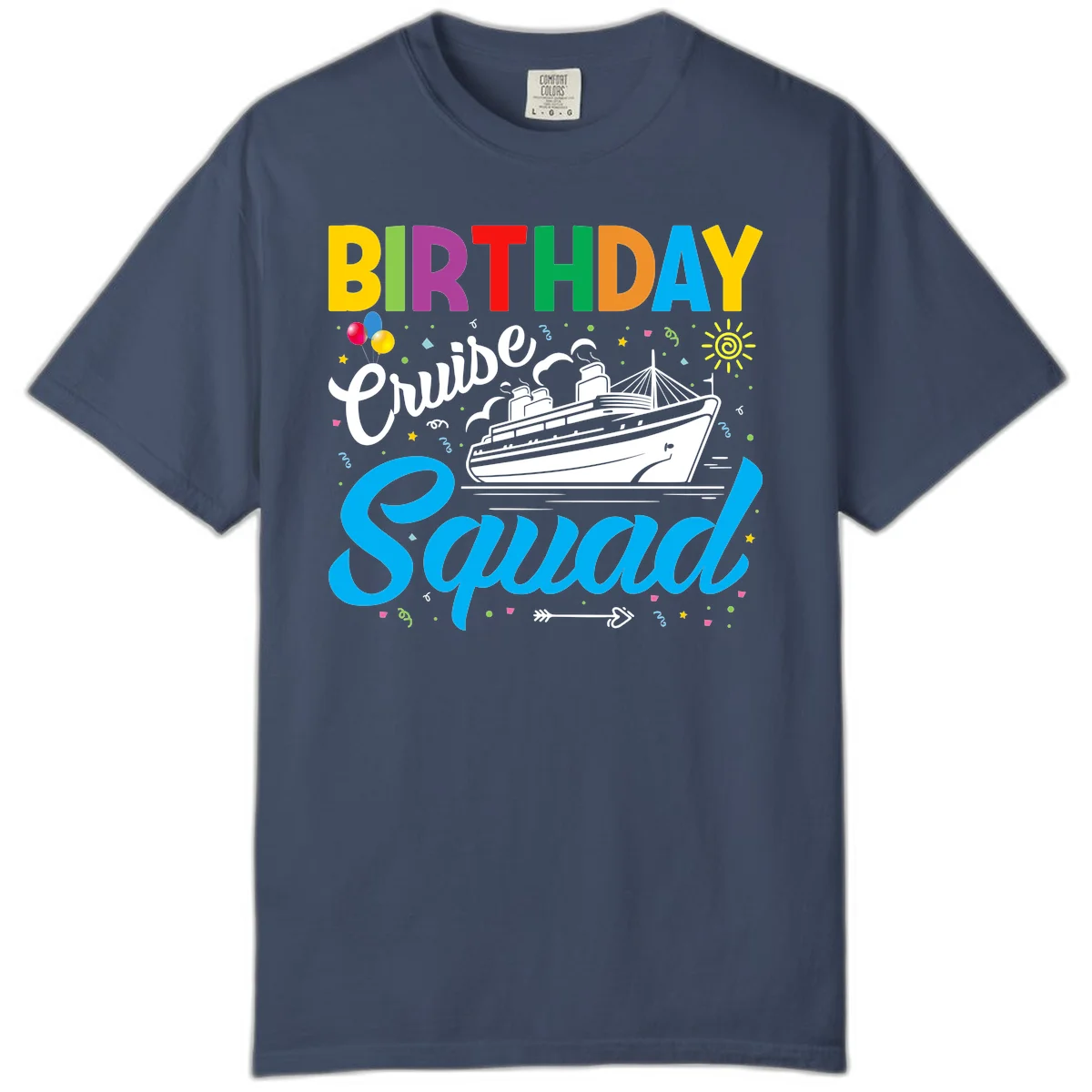 Birthday Cruise Squad Comfort Color Tee in Midnight