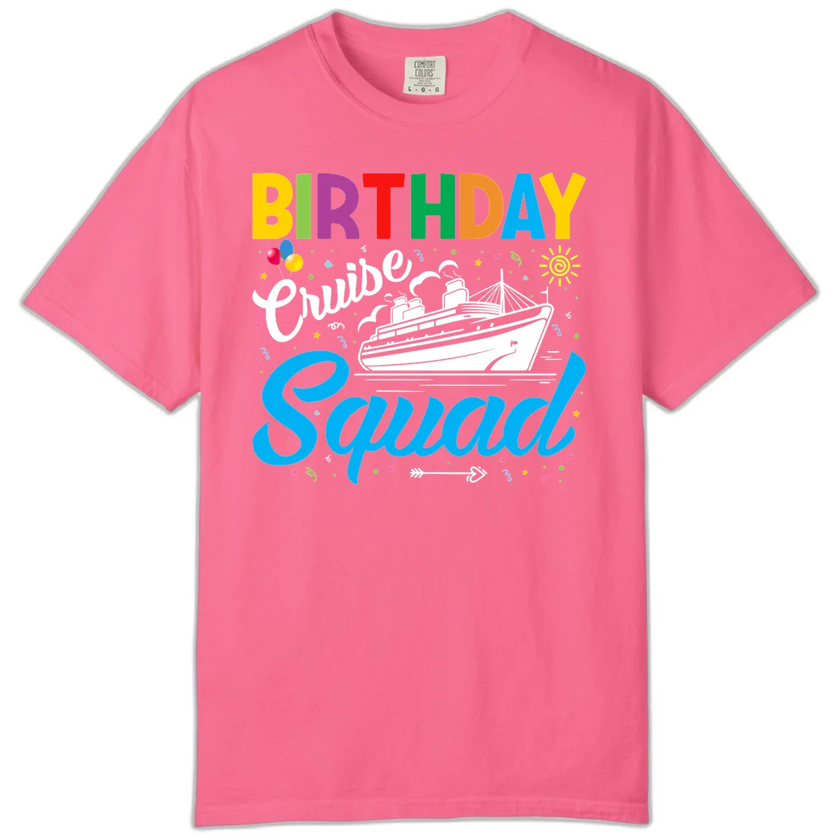 Birthday Cruise Squad Comfort Color Tee in Crunchberry