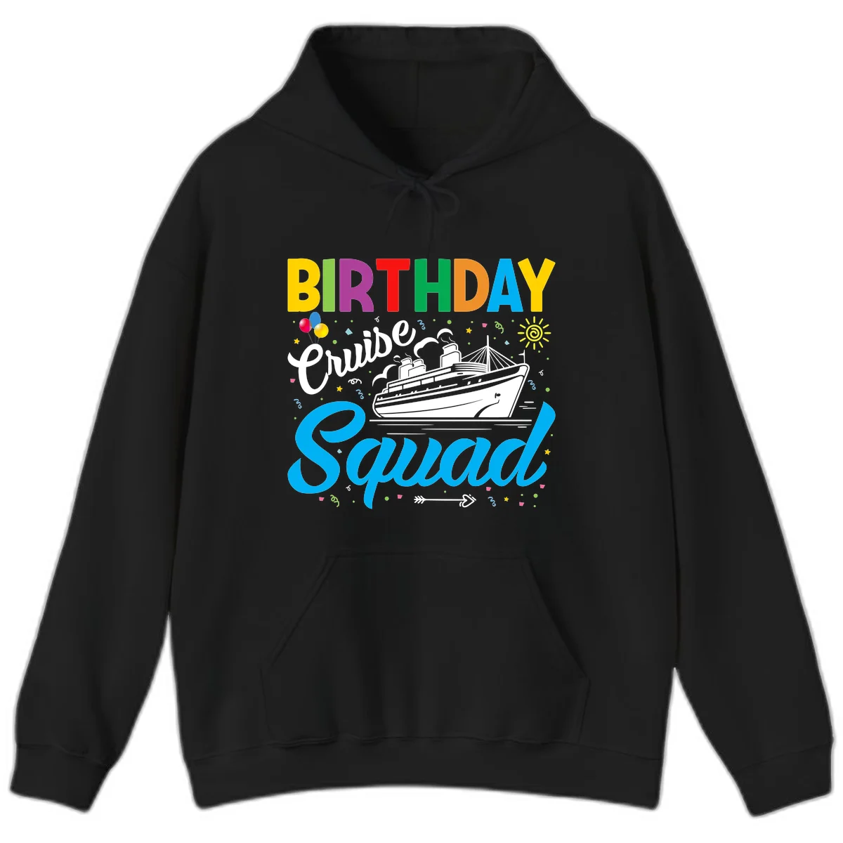 Birthday Cruise Squad Hoodie in Black