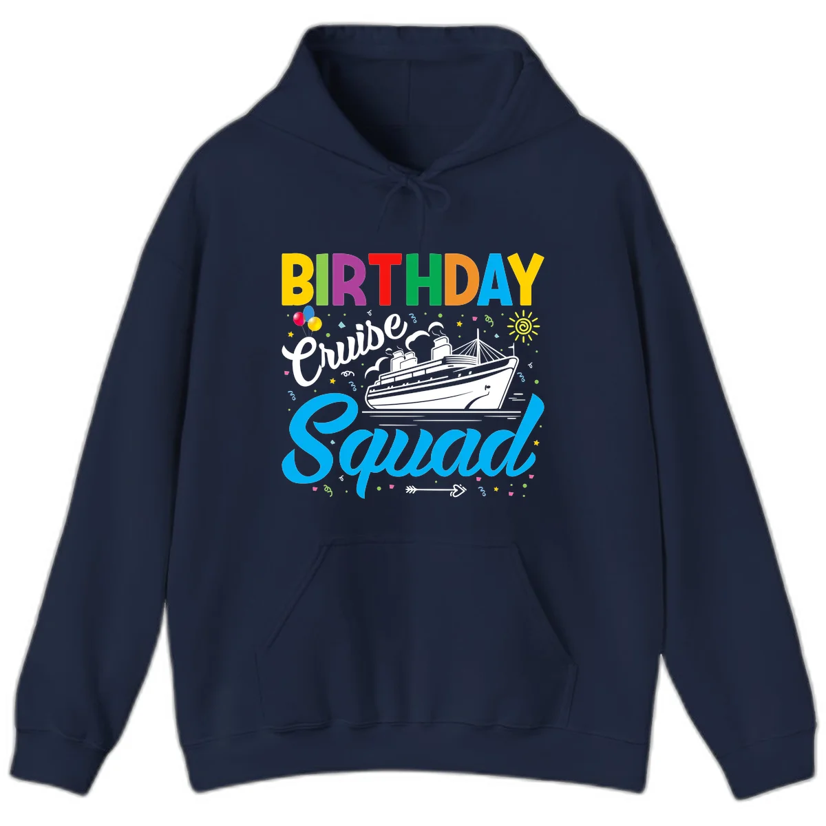 Birthday Cruise Squad Hoodie in Navy