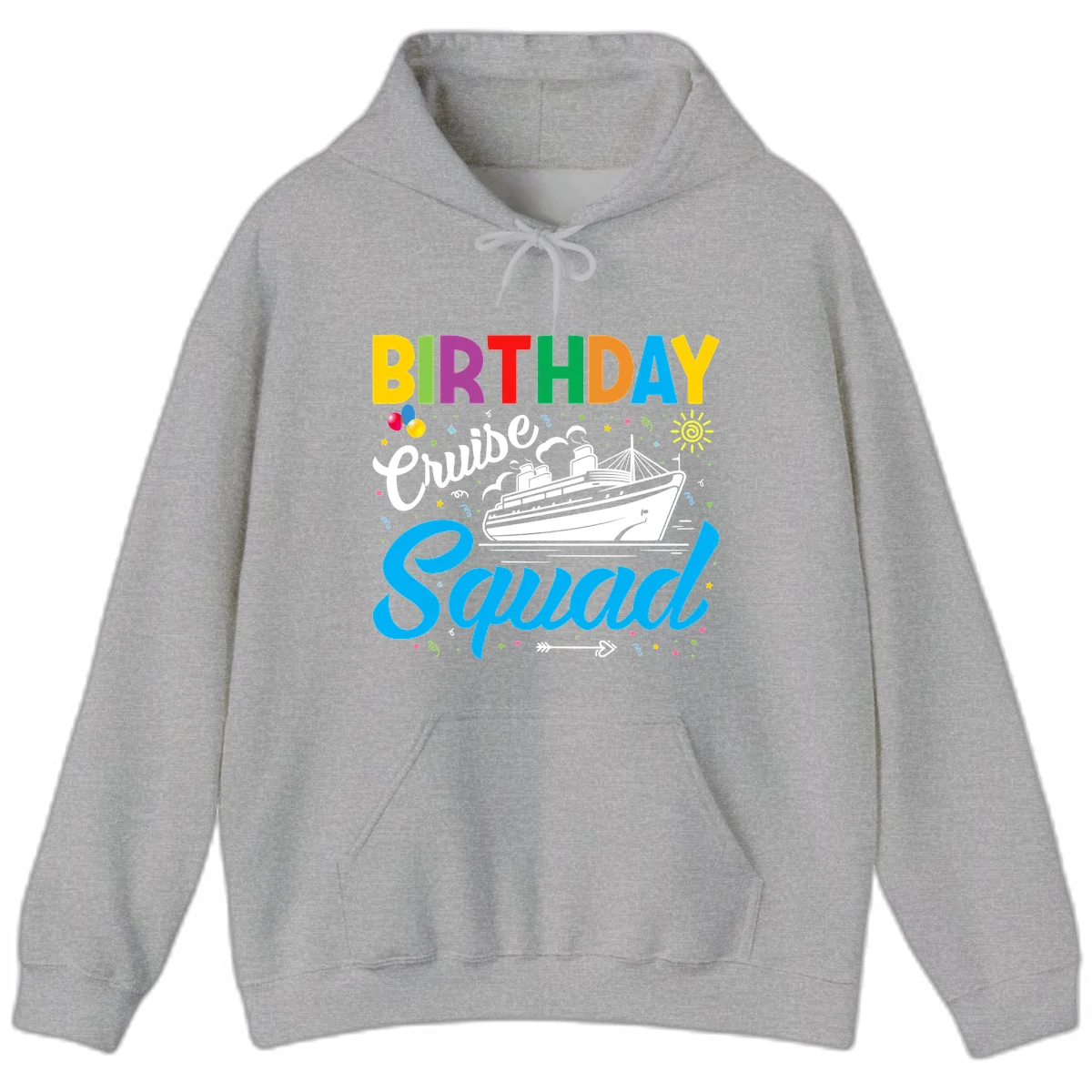 Birthday Cruise Squad Hoodie in Sport Grey