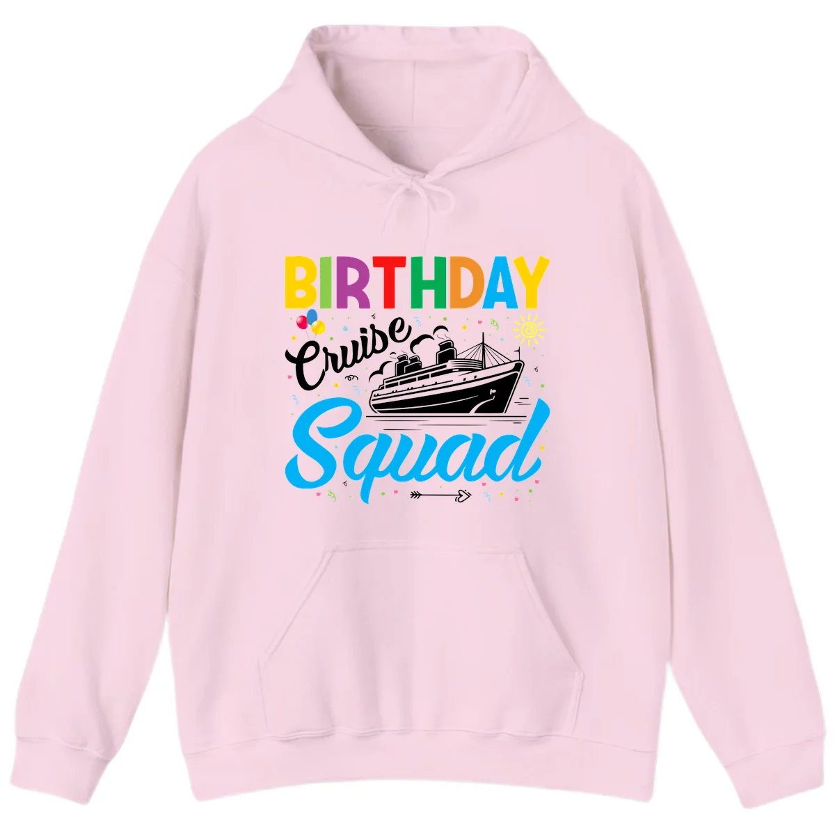 Birthday Cruise Squad Hoodie in Light Pink