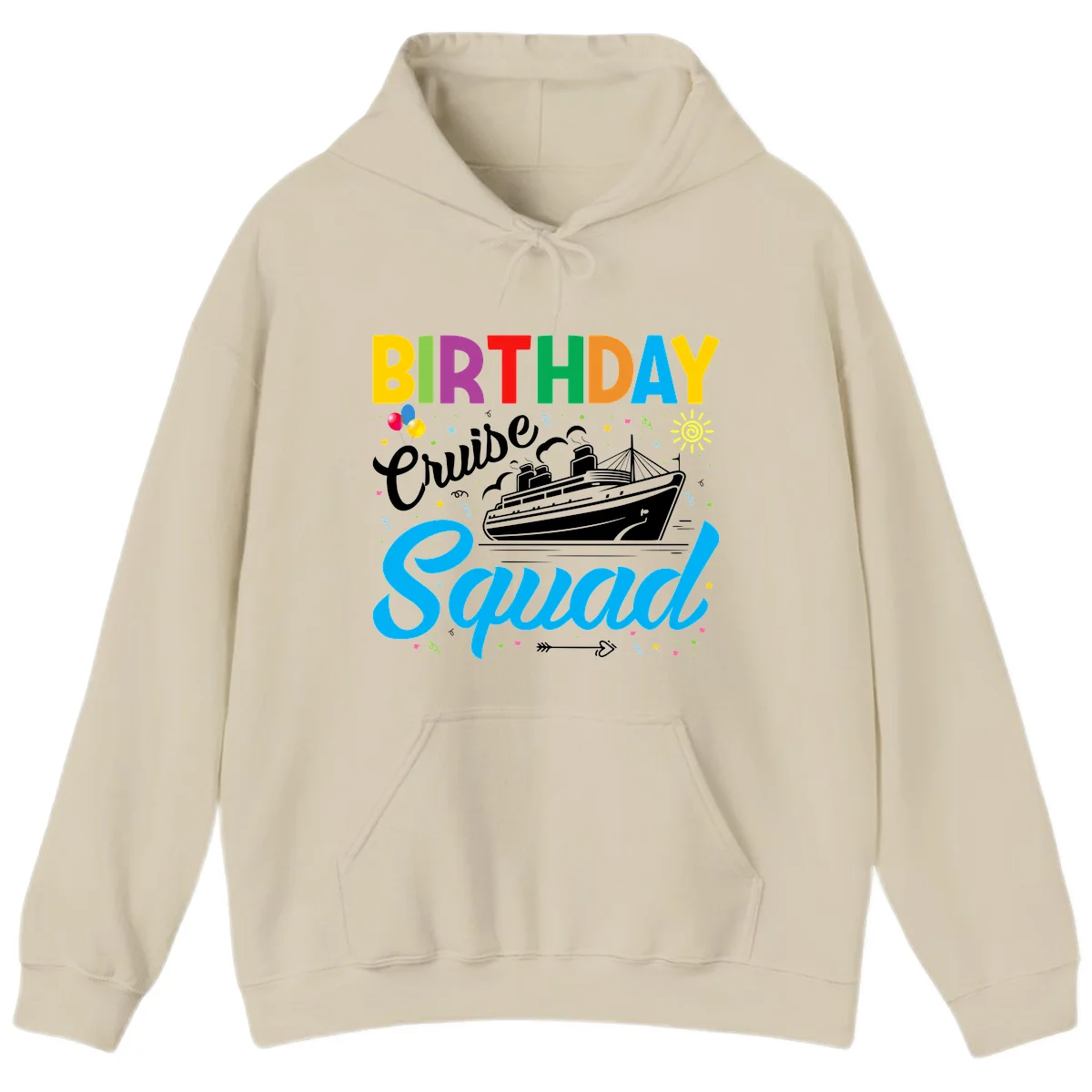 Birthday Cruise Squad Hoodie in Sand