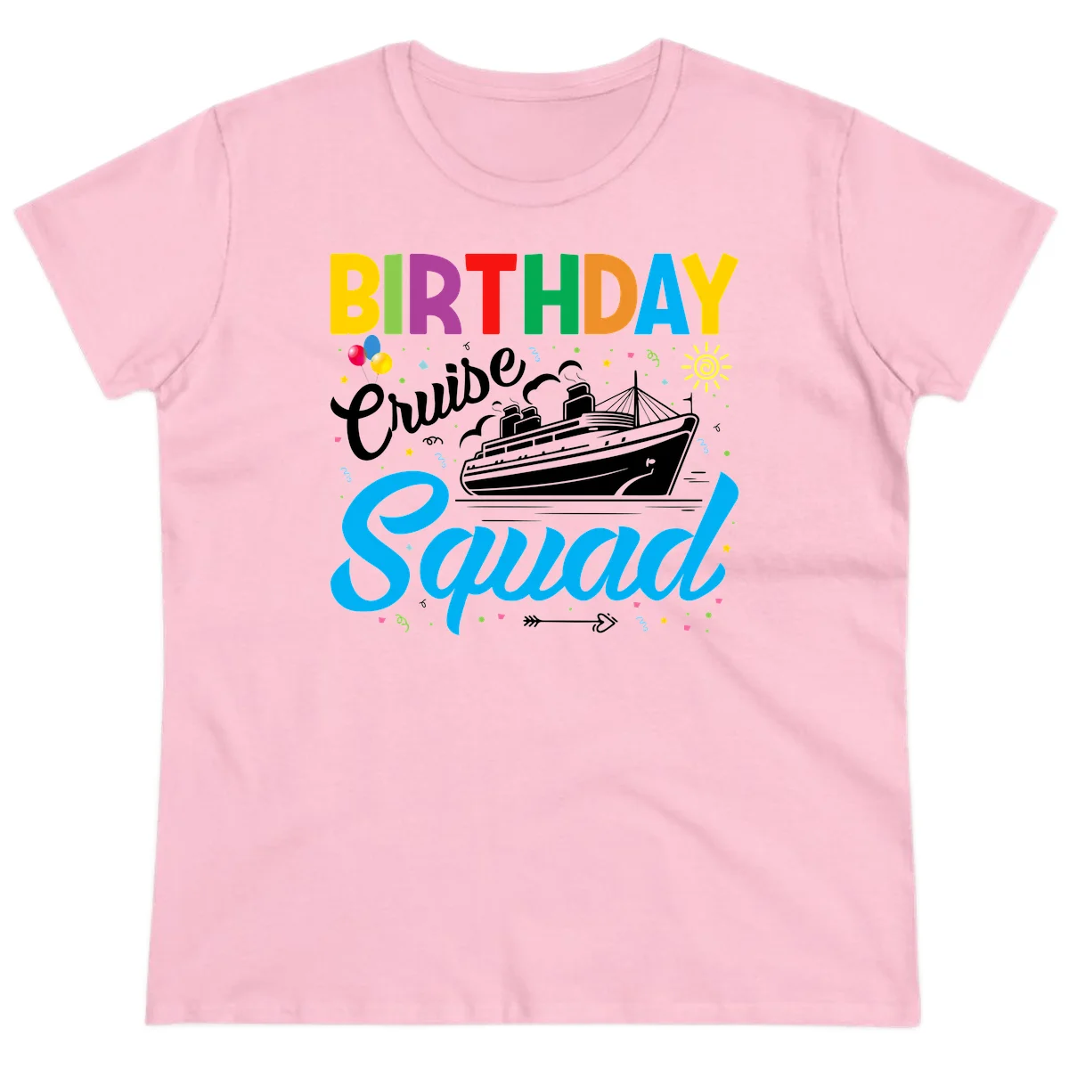 Birthday Cruise Squad Ladies Tee in Light Pink