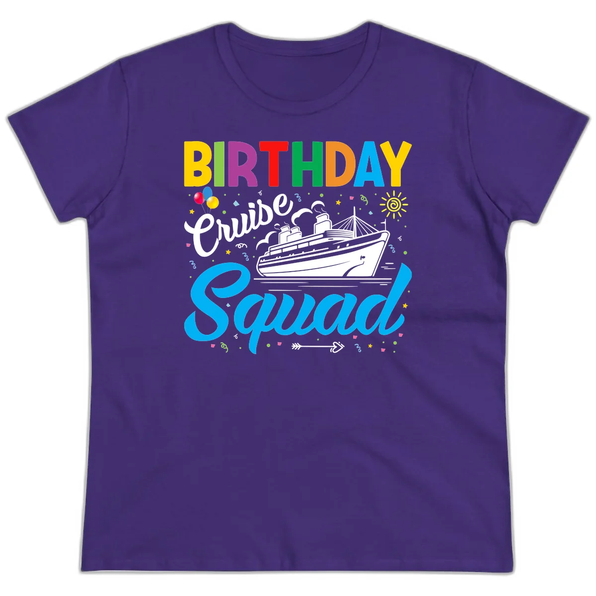 Birthday Cruise Squad Ladies Tee in Purple