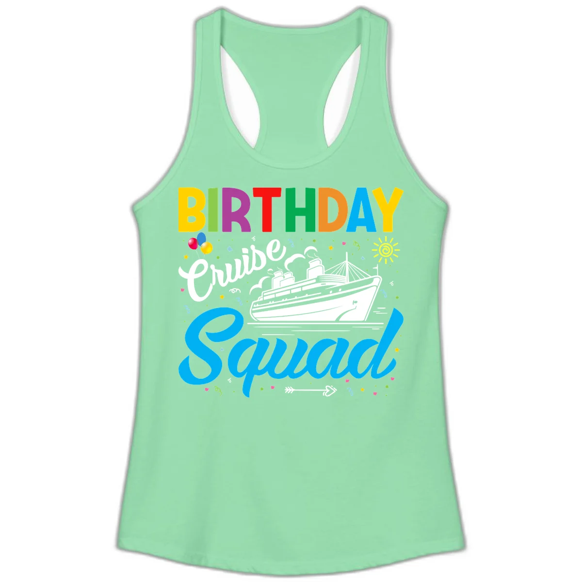 Birthday Cruise Squad Ladies Tank in Solid Mint
