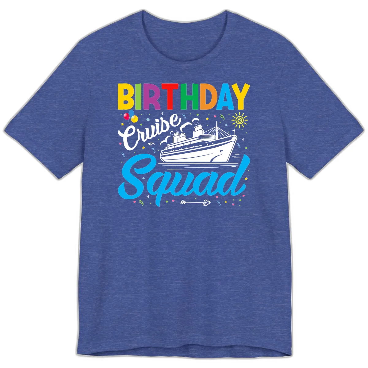 Birthday Cruise Squad Premium T-Shirt in Heather True Royal