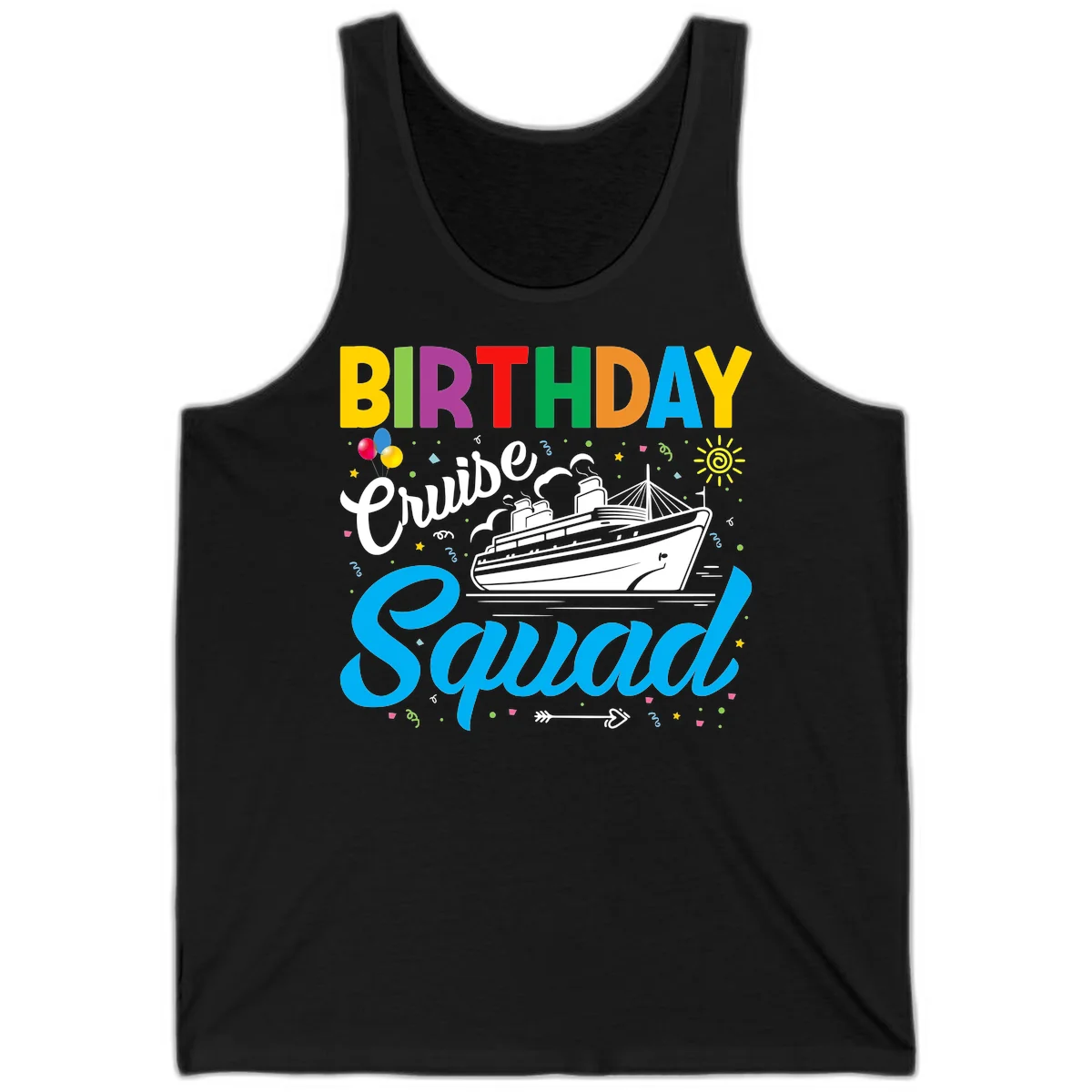 Birthday Cruise Squad Tank Top in Black