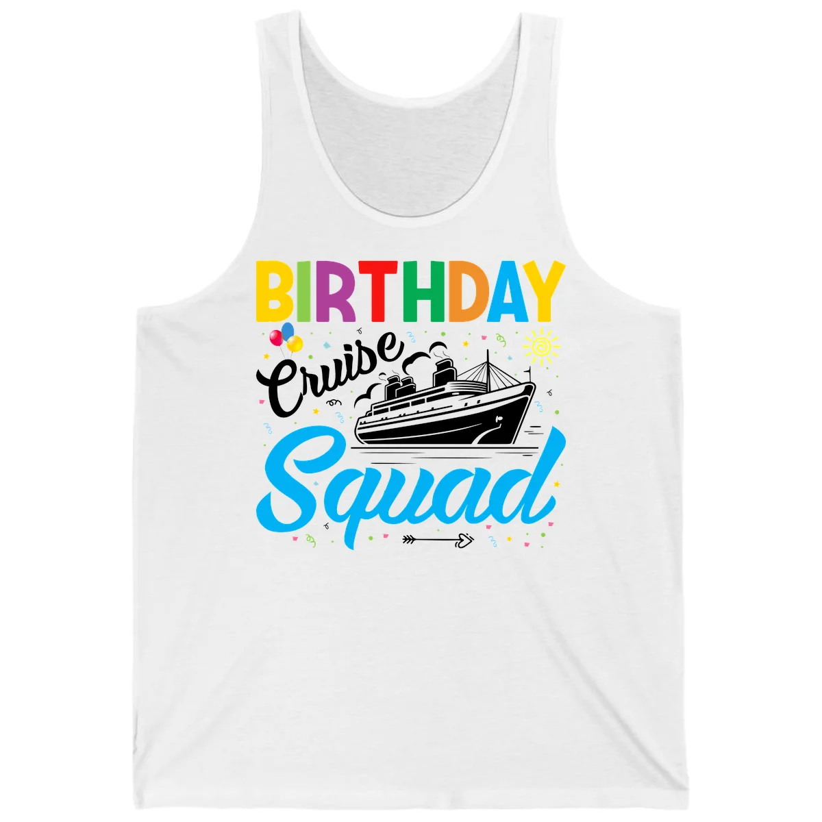 Birthday Cruise Squad Tank Top in White