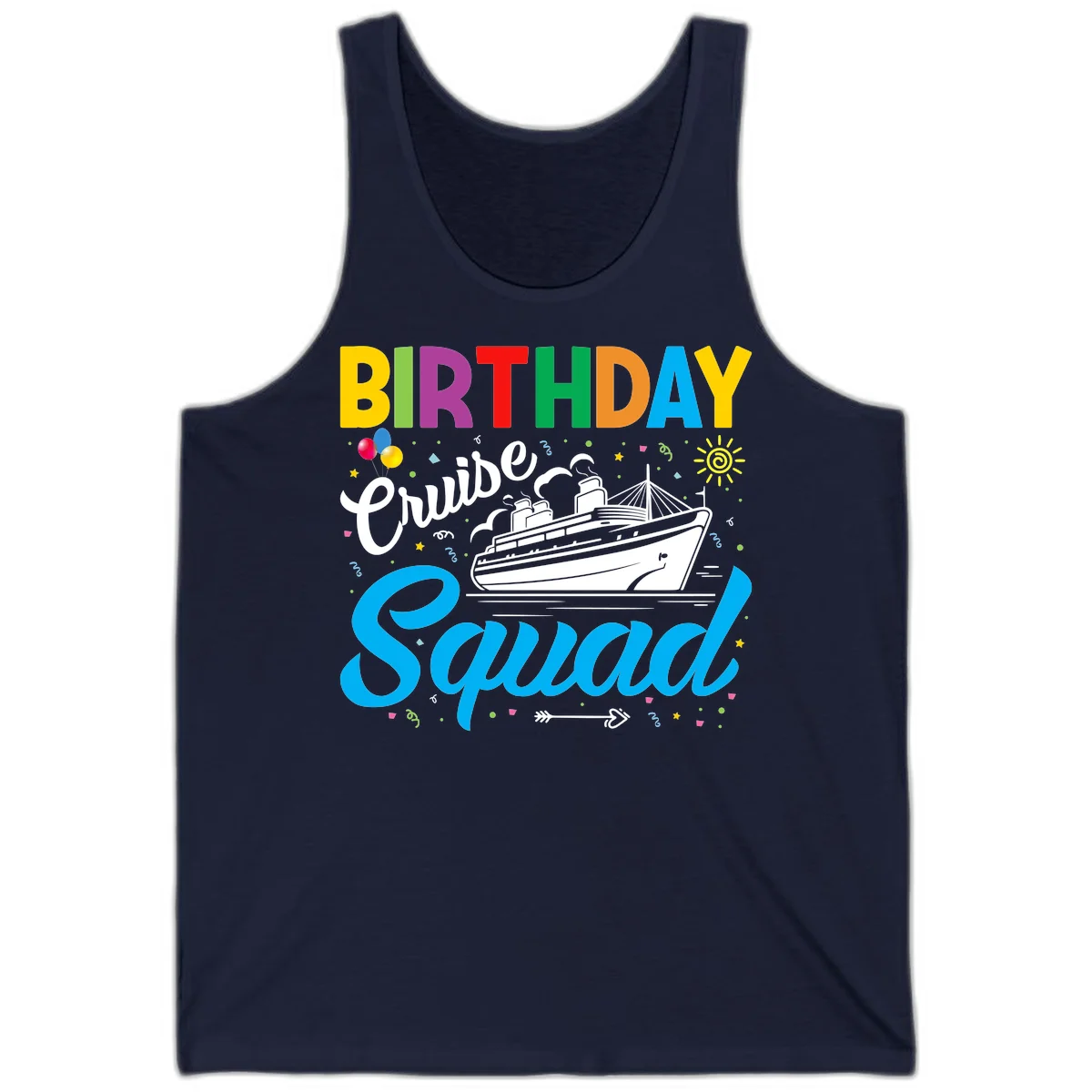 Birthday Cruise Squad Tank Top in Navy