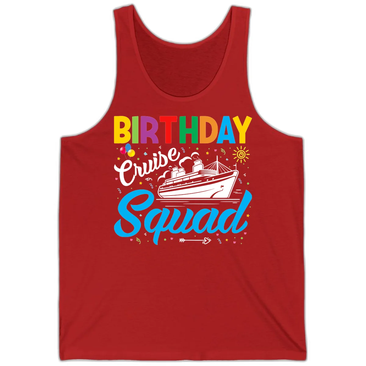 Birthday Cruise Squad Tank Top in Red