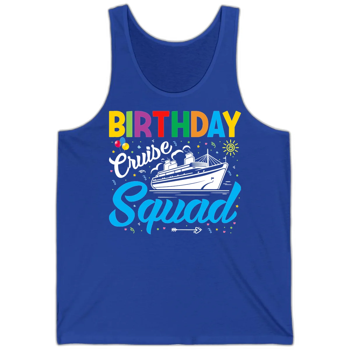 Birthday Cruise Squad Tank Top in True Royal