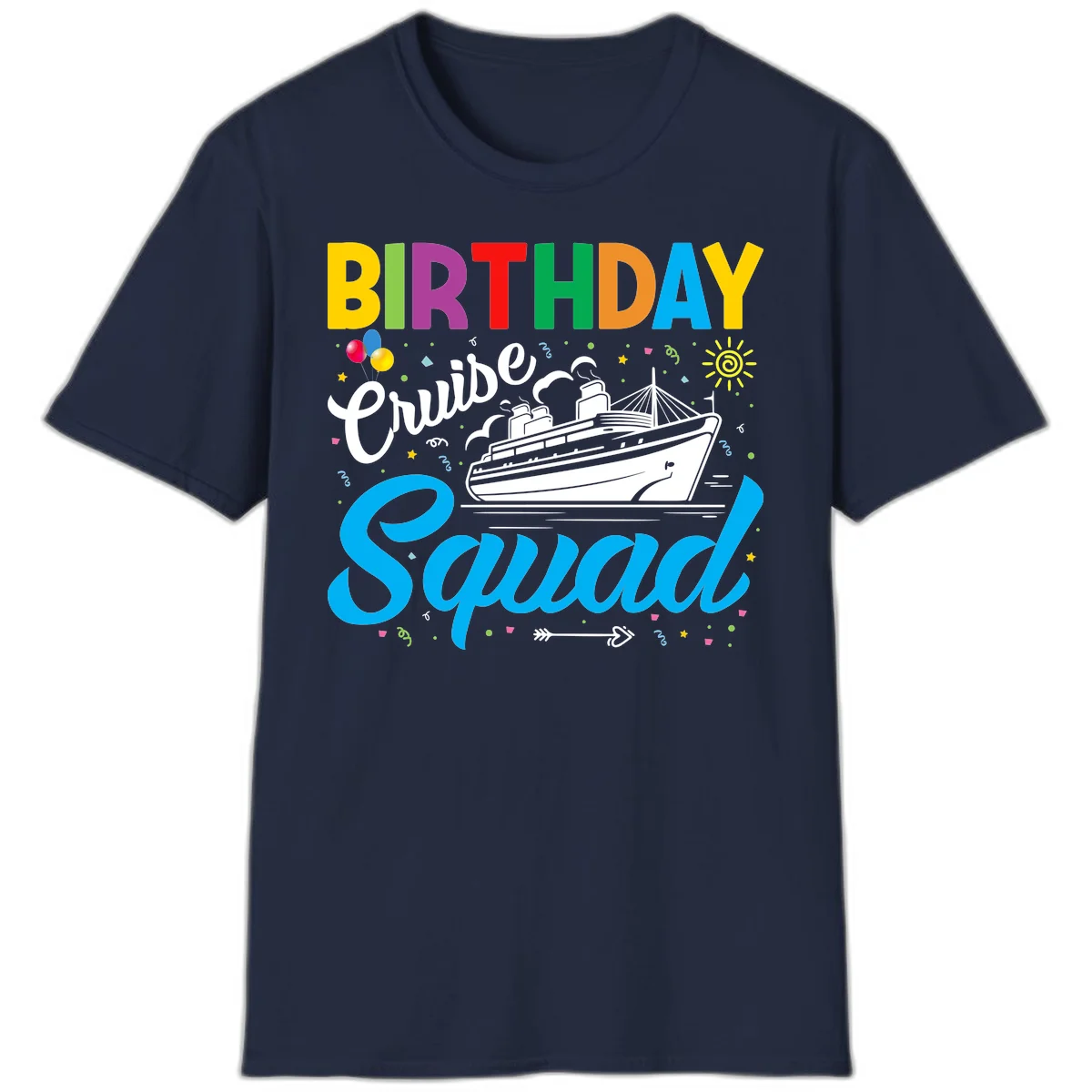 Birthday Cruise Squad T-Shirt in Navy