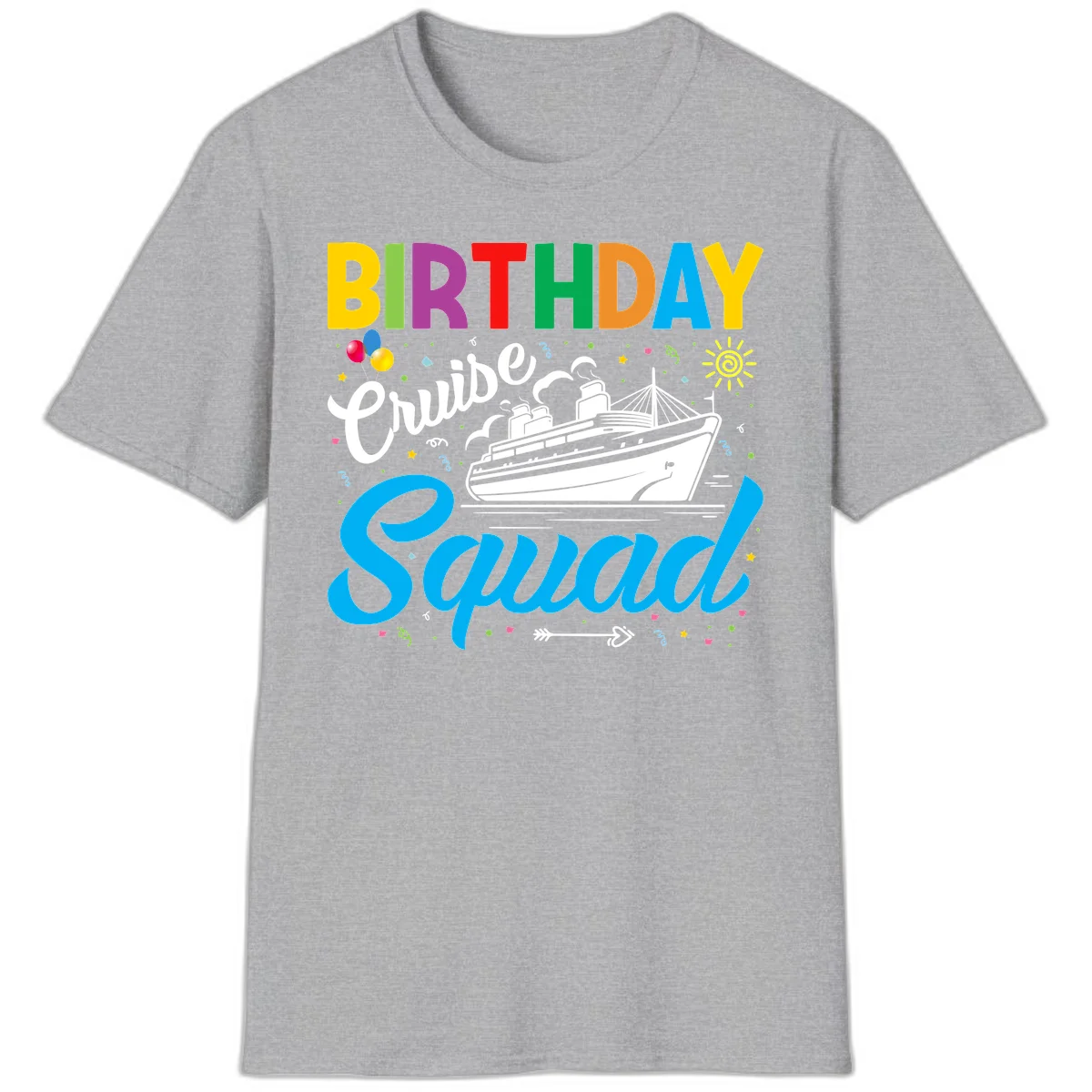 Birthday Cruise Squad T-Shirt in Sport Grey