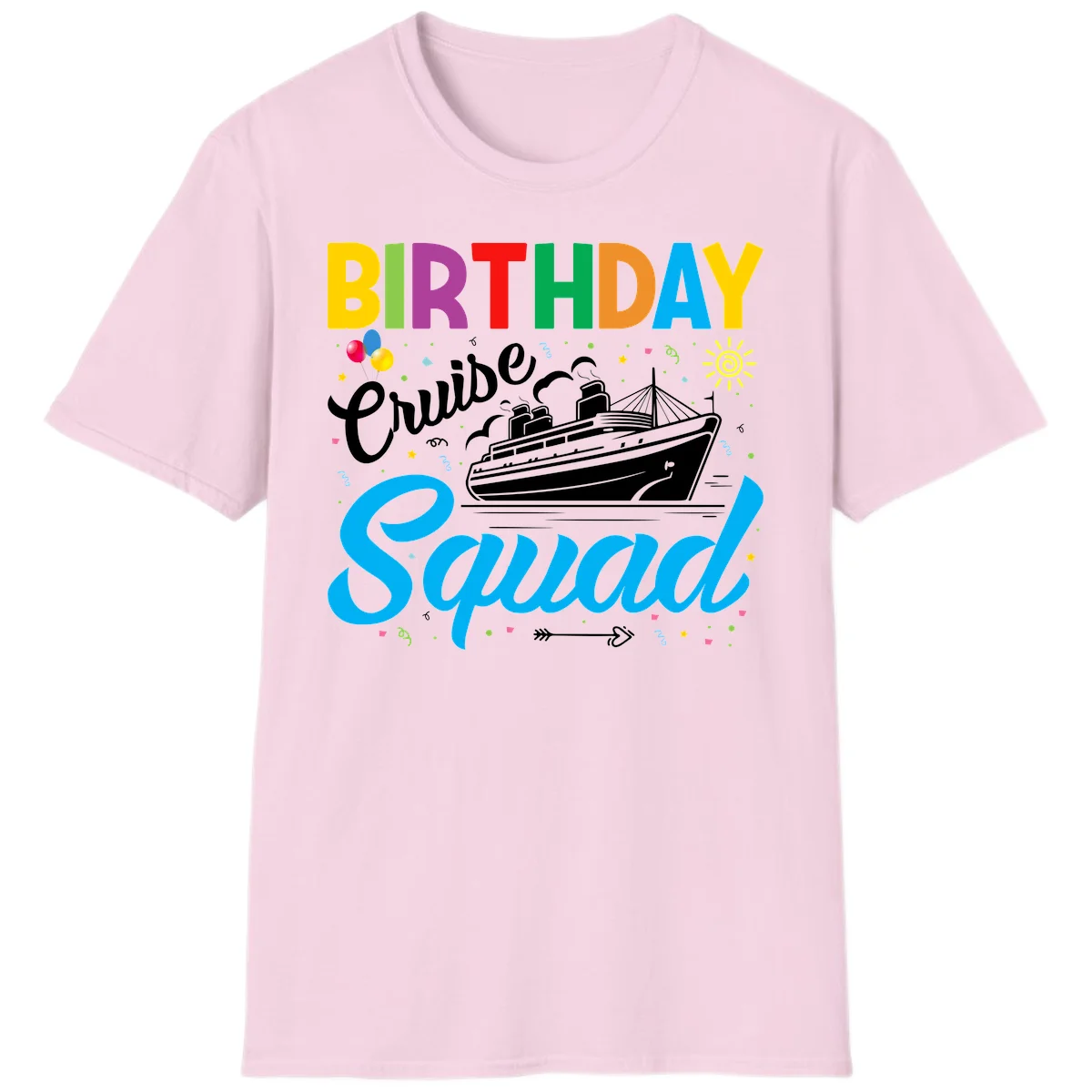 Birthday Cruise Squad T-Shirt in Light Pink