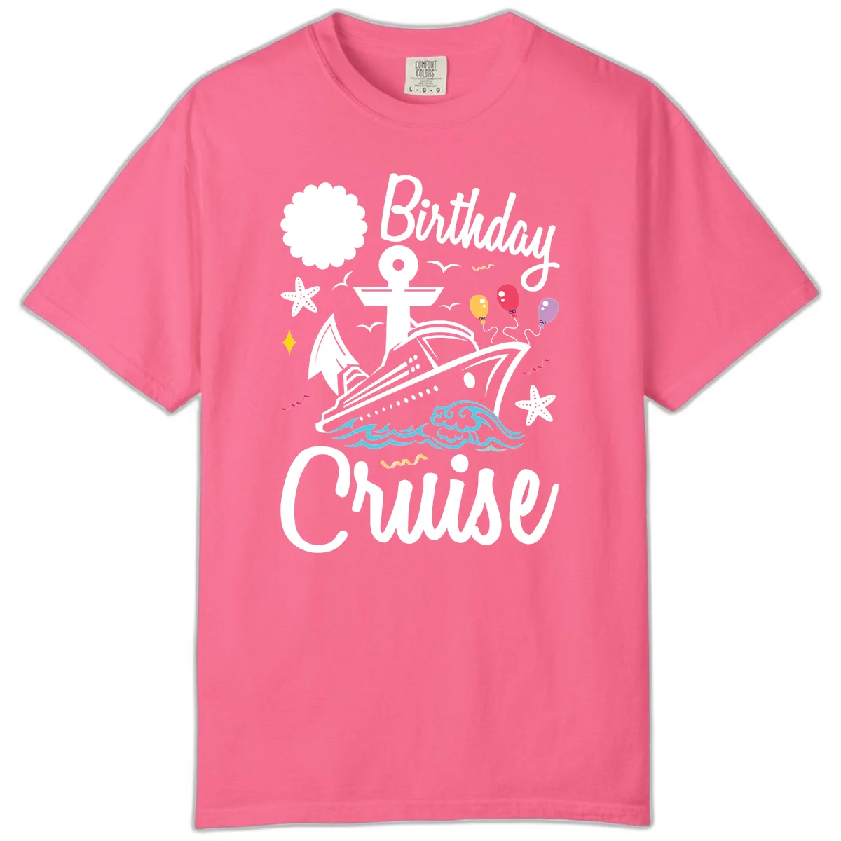 Birthday Cruise Nautical Celebration Comfort Color in Crunchberry