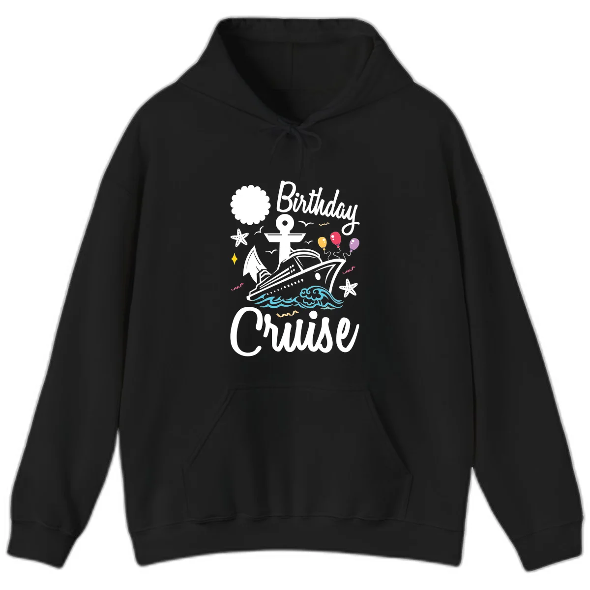 Birthday Cruise Nautical Celebration Hoodie in Black