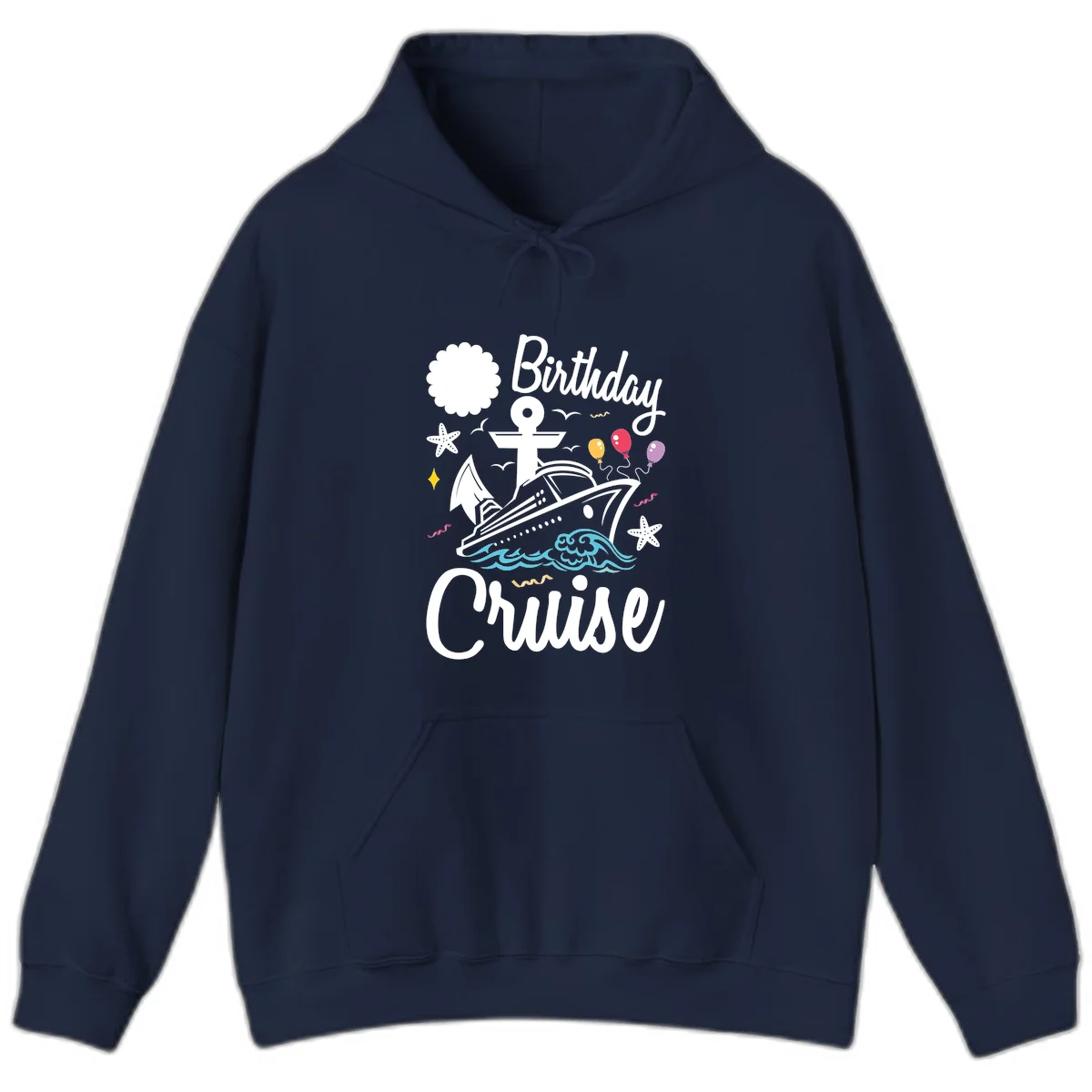 Birthday Cruise Nautical Celebration Hoodie in Navy