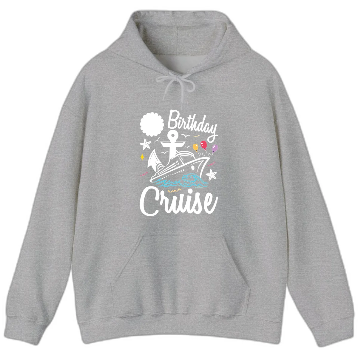 Birthday Cruise Nautical Celebration Hoodie in Sport Grey