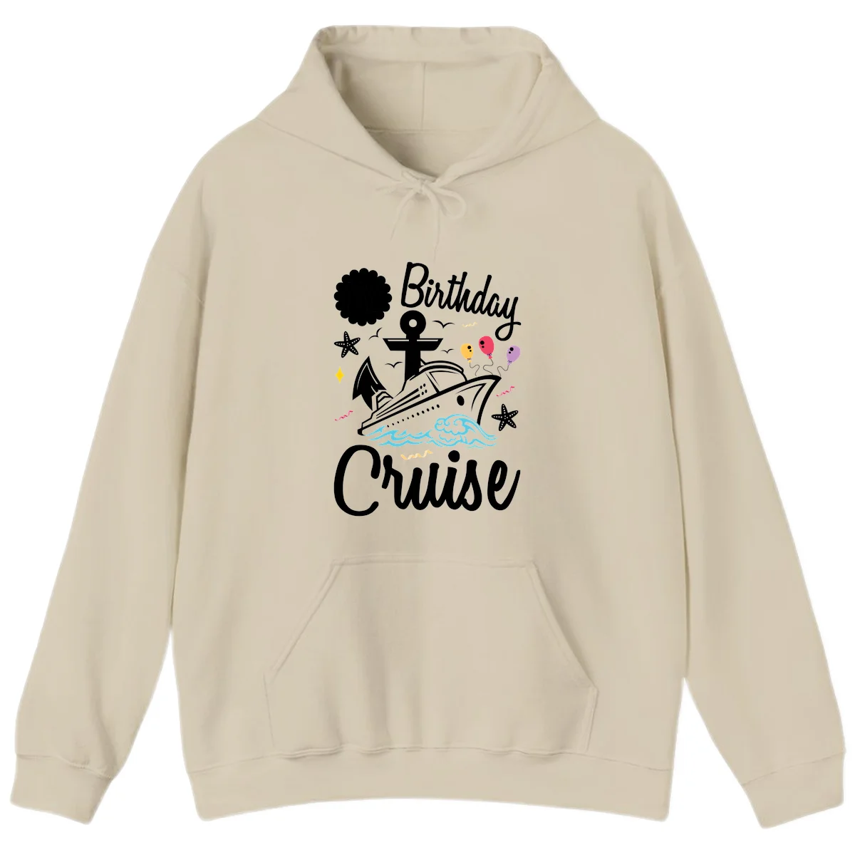 Birthday Cruise Nautical Celebration Hoodie in Sand