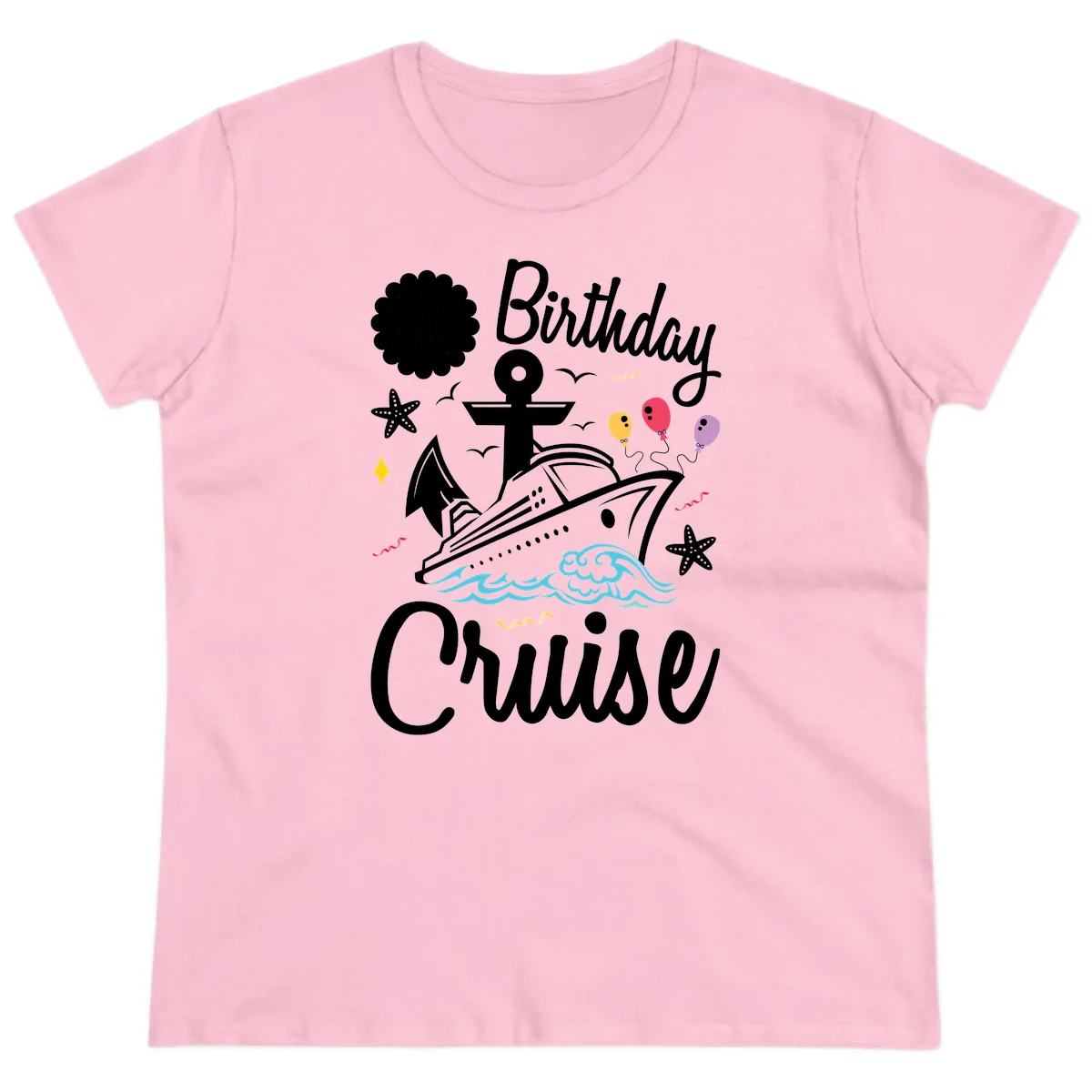 Birthday Cruise Nautical Celebration Ladies Tee in Light Pink