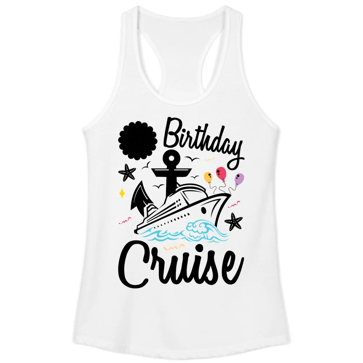 Birthday Cruise Nautical Celebration Ladies Tank in White