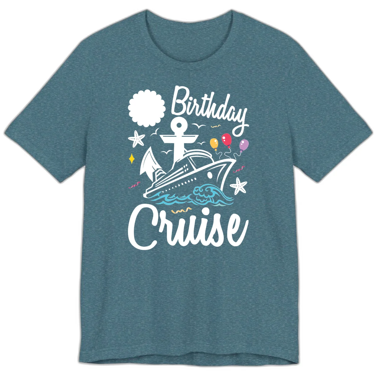 Birthday Cruise Nautical Celebration Premium T-Shirt in Heather Deep Teal