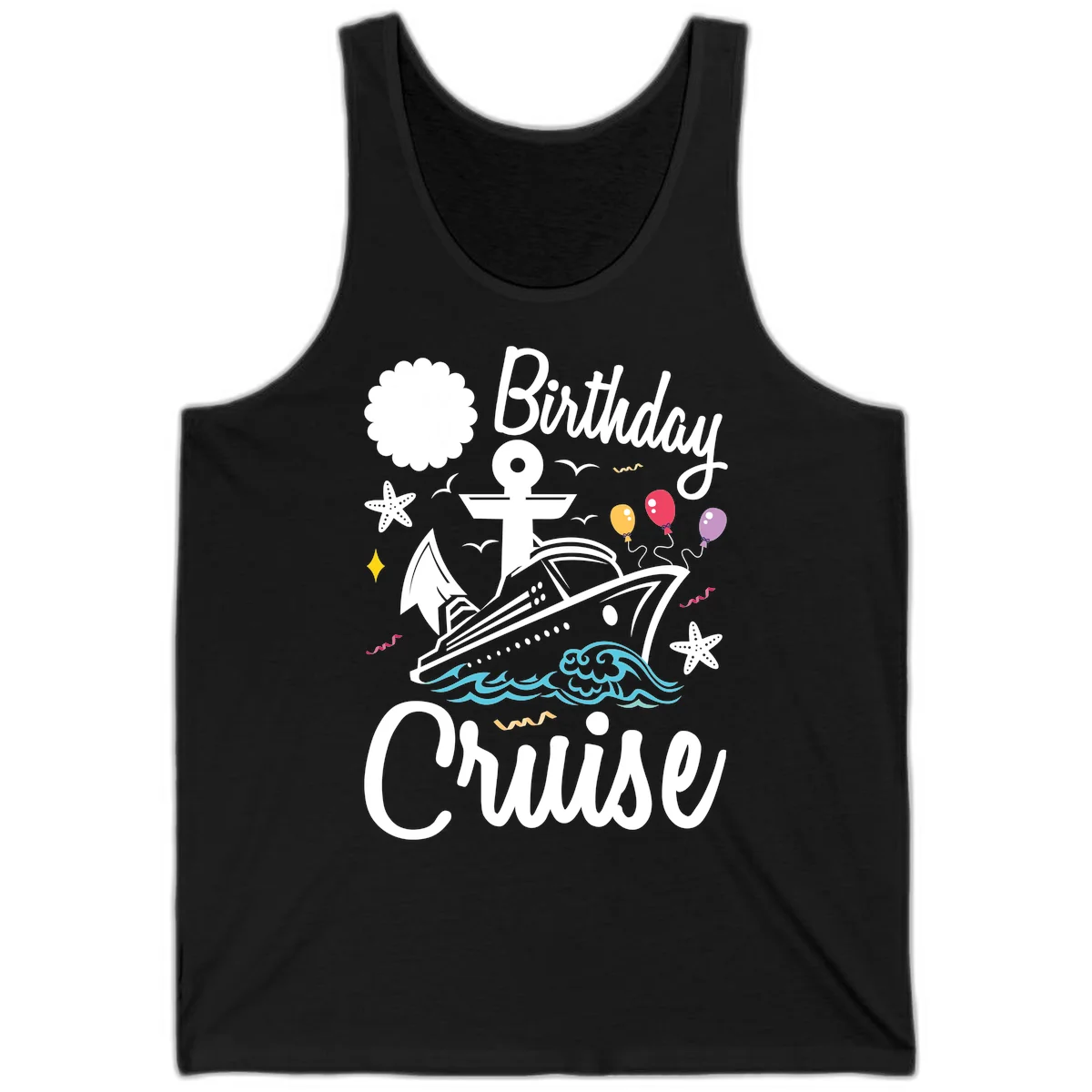 Birthday Cruise Nautical Celebration Tank in Black
