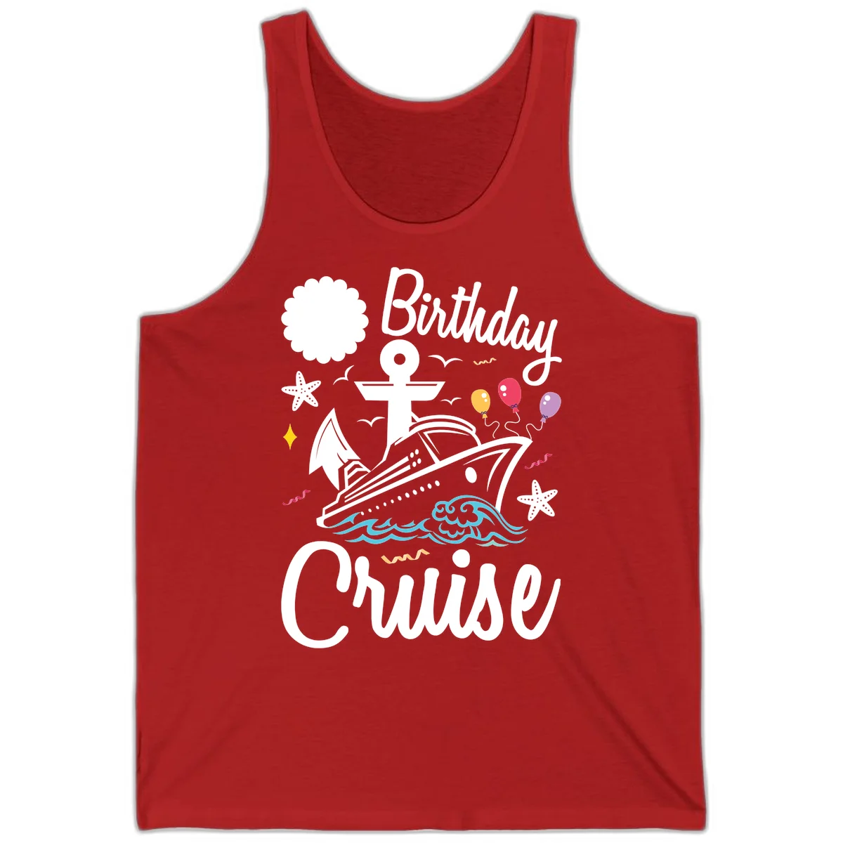 Birthday Cruise Nautical Celebration Tank in Red