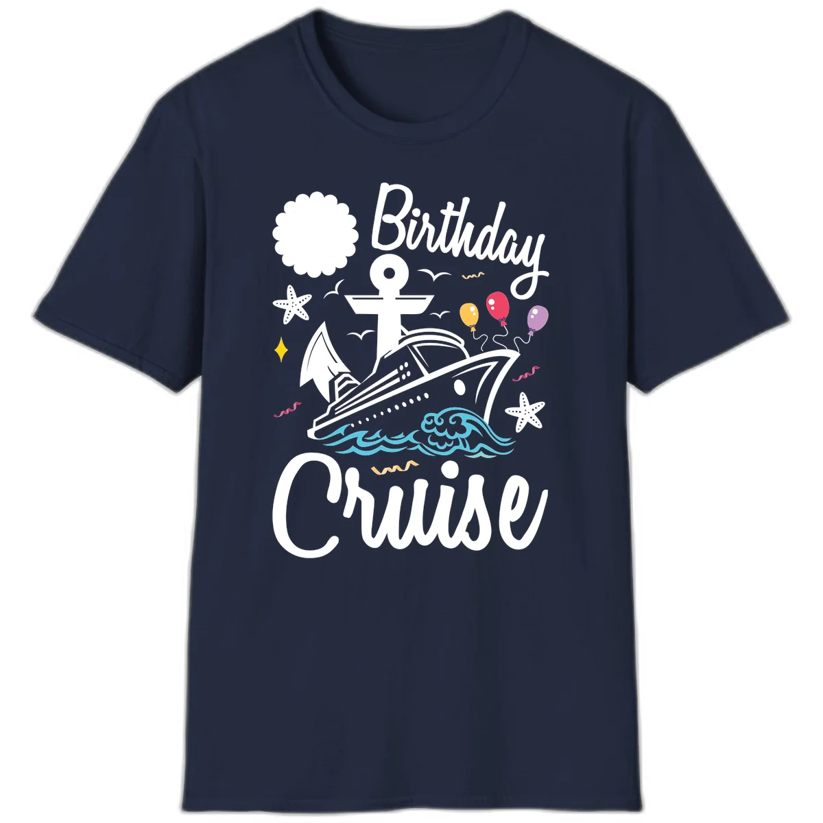 Birthday Cruise Nautical Celebration T-Shirt in Navy