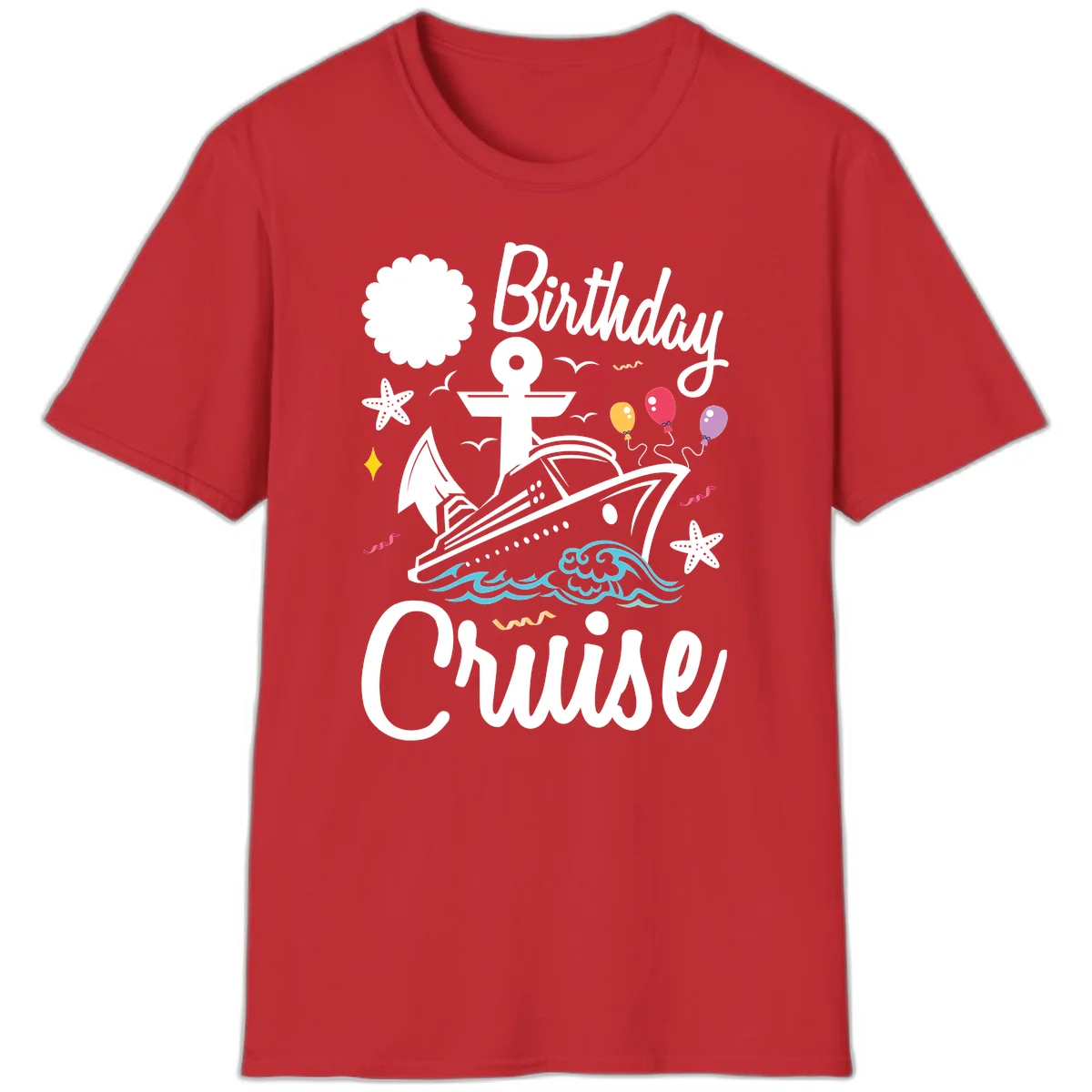 Birthday Cruise Nautical Celebration T-Shirt in Red