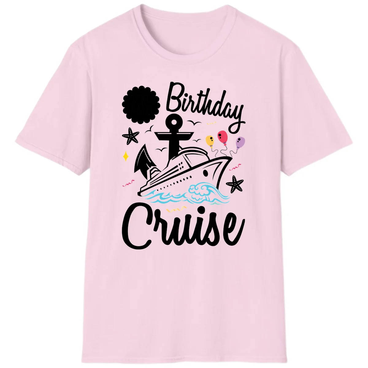 Birthday Cruise Nautical Celebration T-Shirt in Light Pink