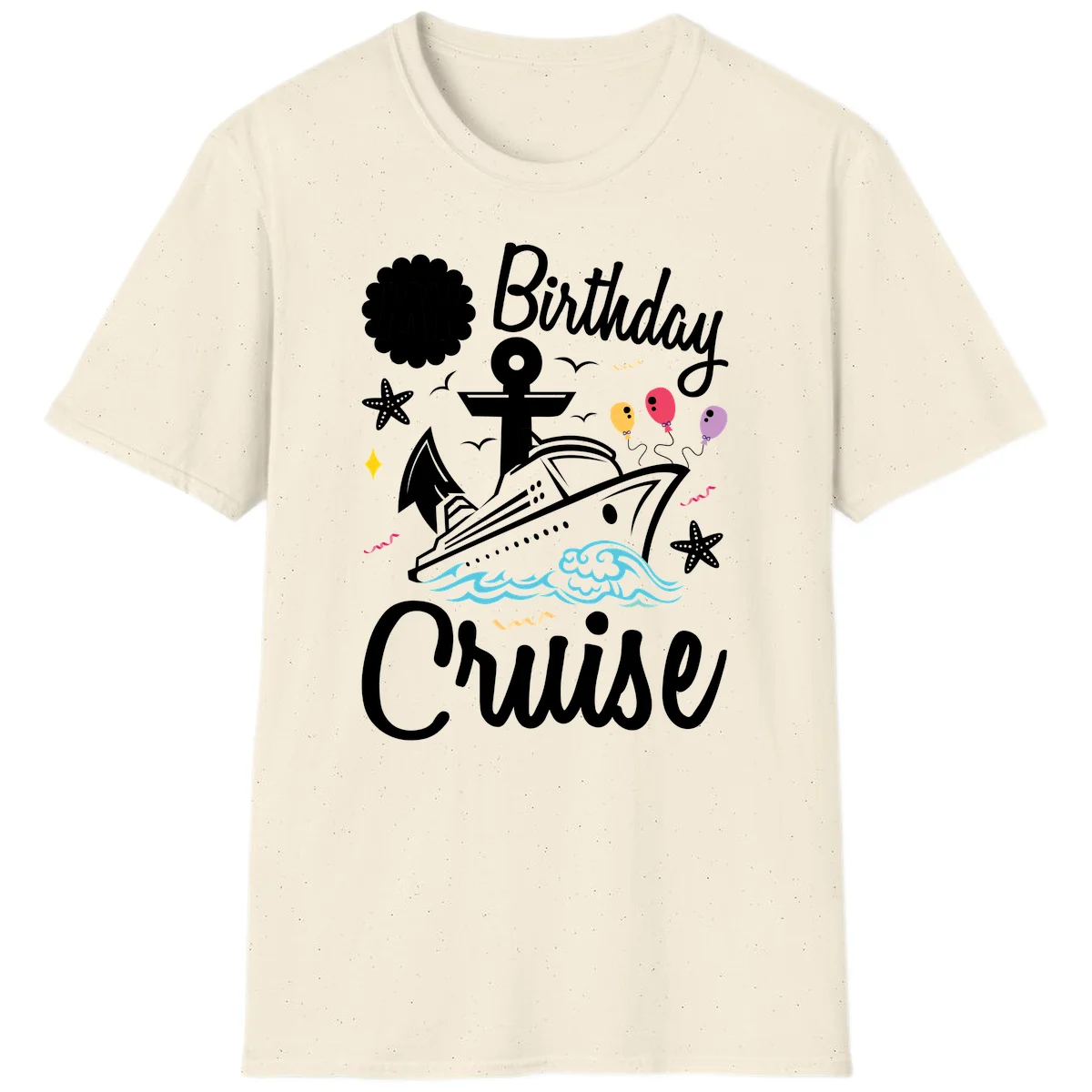 Birthday Cruise Nautical Celebration T-Shirt in Natural