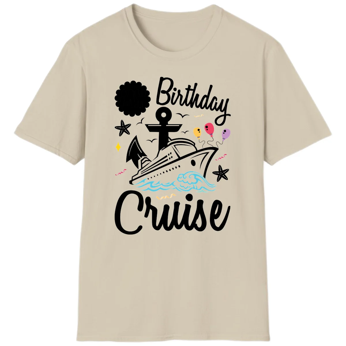 Birthday Cruise Nautical Celebration T-Shirt in Sand