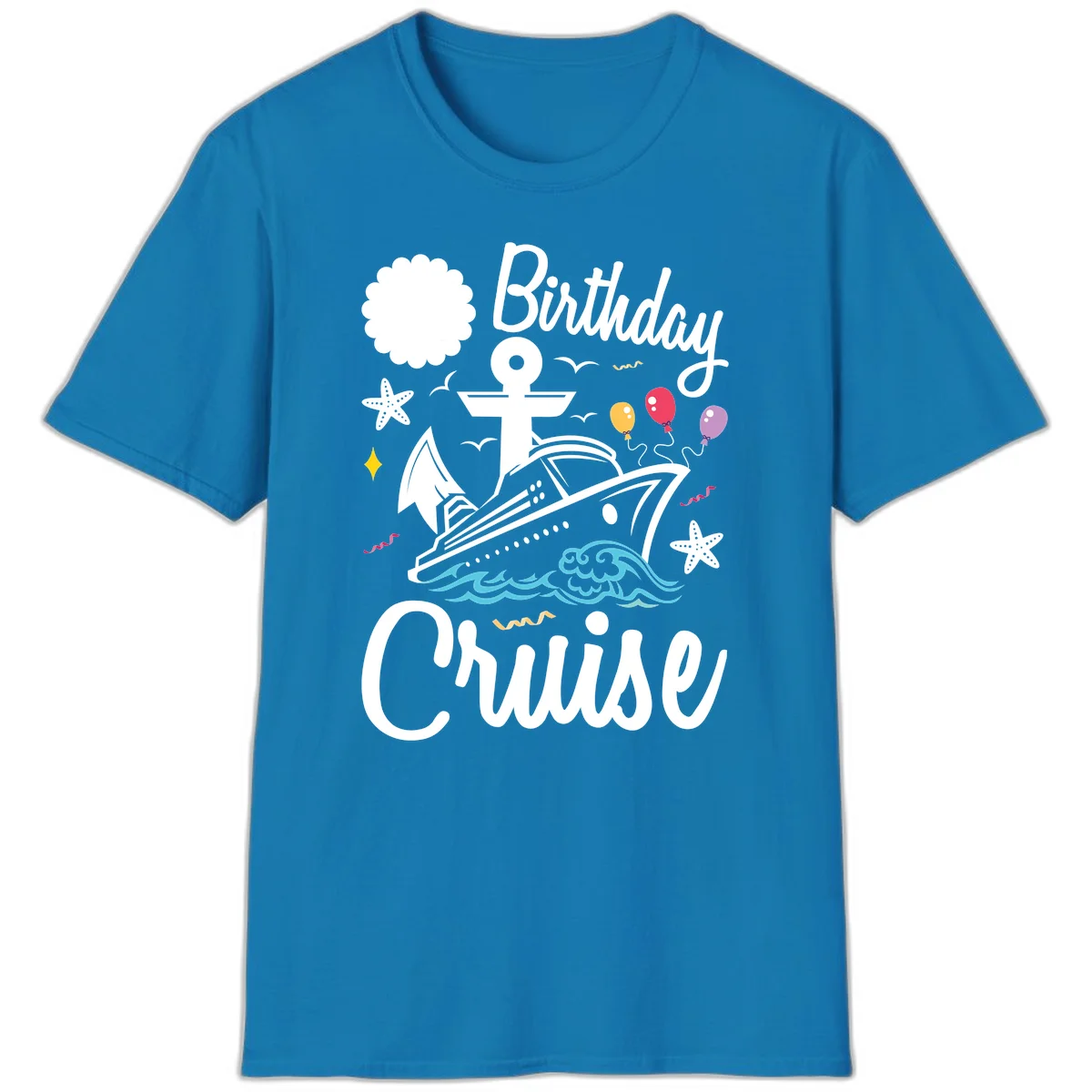 Birthday Cruise Nautical Celebration T-Shirt in Sapphire